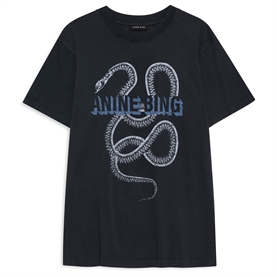 Anine Bing Lili Snake T-shirt, Washed Black 